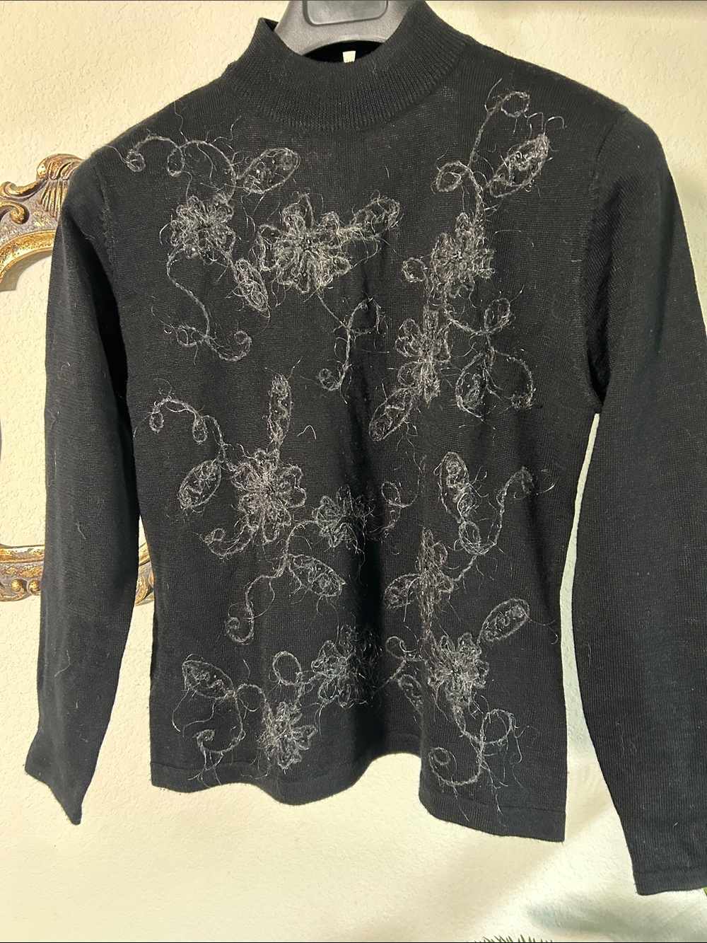 Annabella Black Mock Neck Zip-Back Sweater